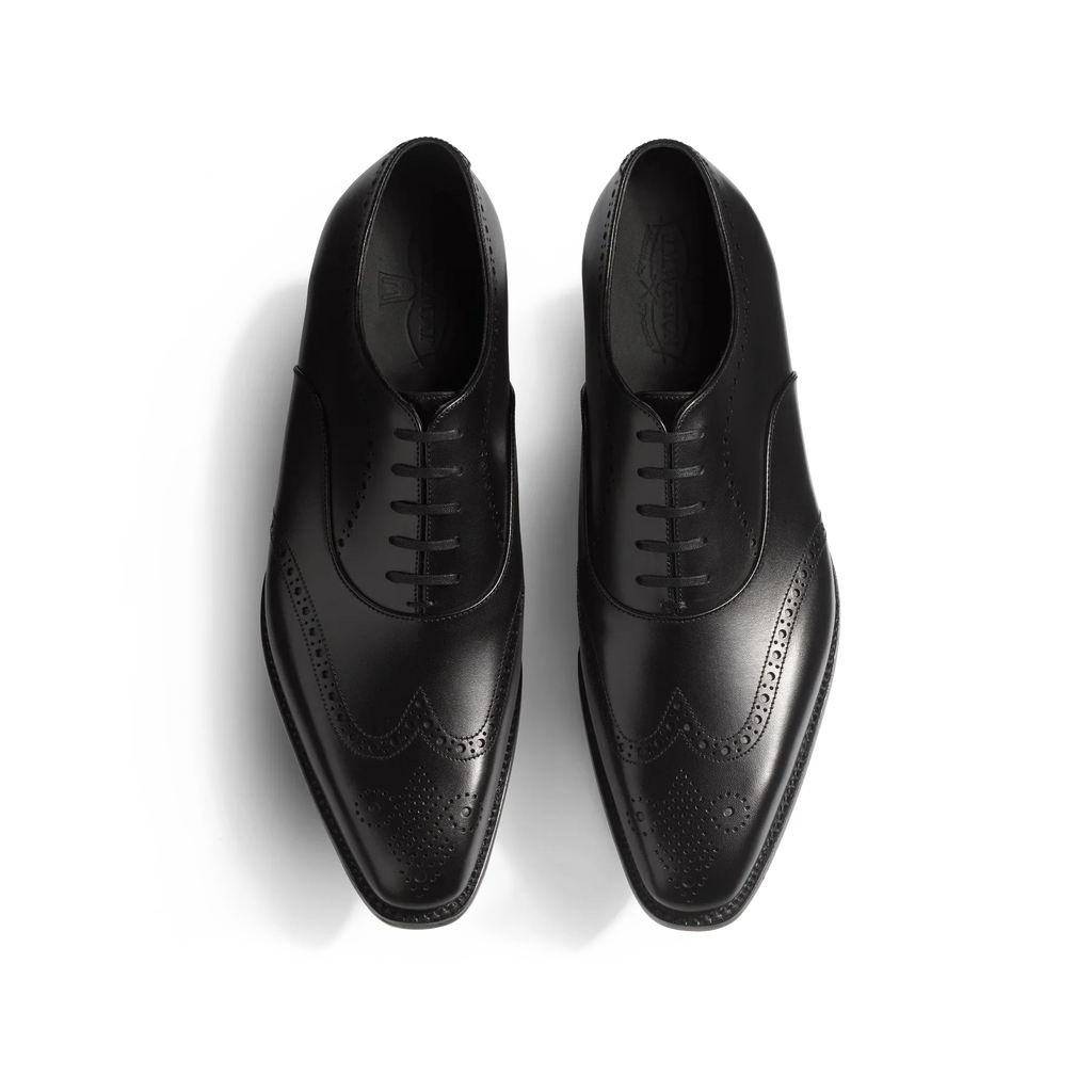 J.M. Weston Fusain Richelieus Perforés en Cuir de Veau Box Noir