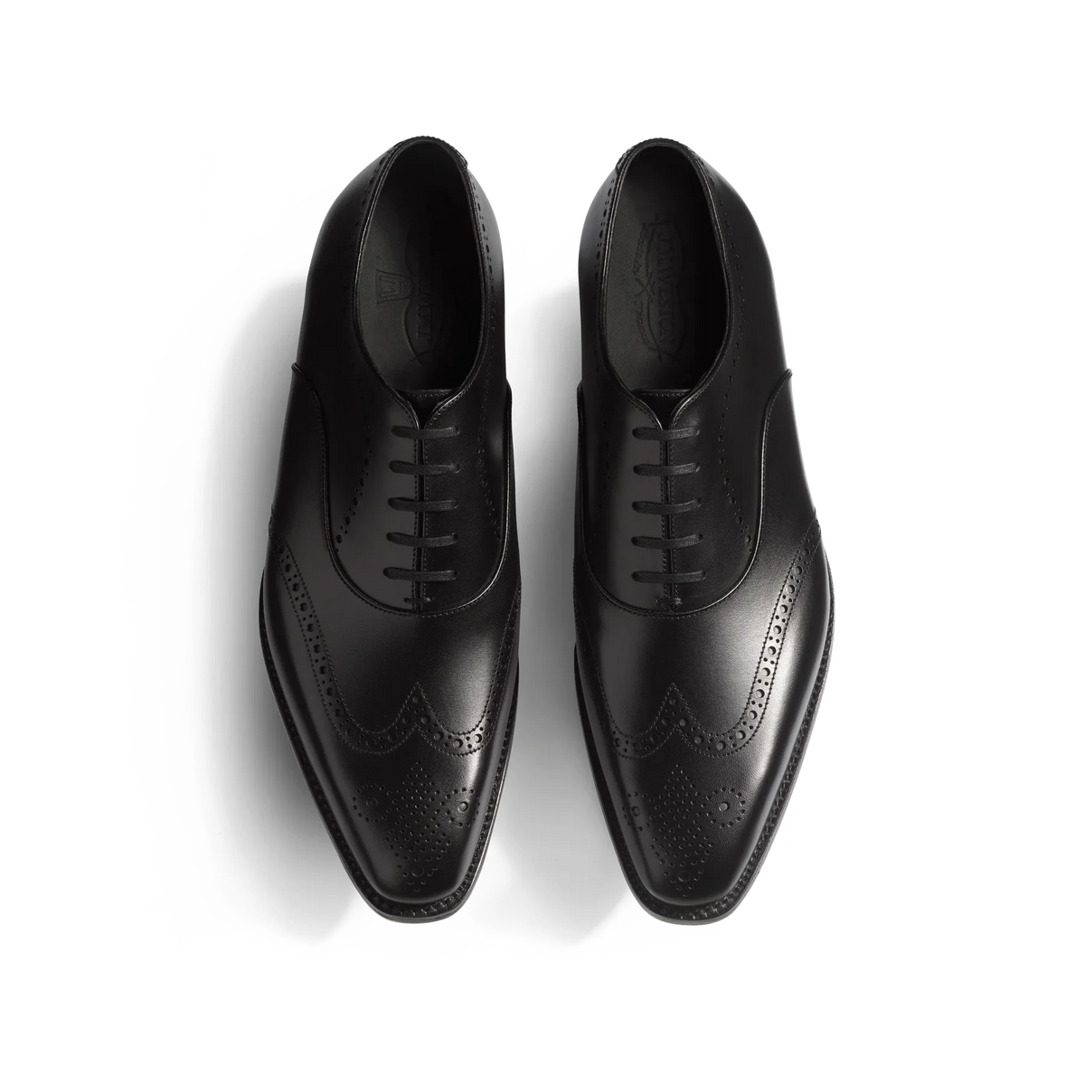 J.M. Weston Fusain Richelieus Perforés en Cuir de Veau Box Noir