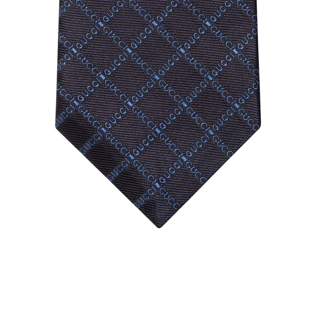 Gucci Cravate pour Homme en Jacquard de Soie Bleu Marine