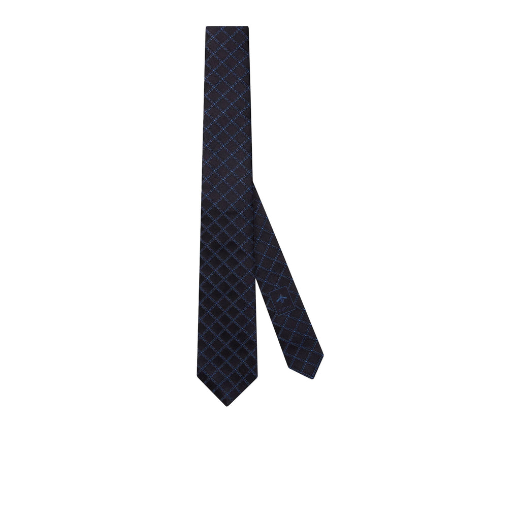 Gucci Cravate pour Homme en Jacquard de Soie Bleu Marine