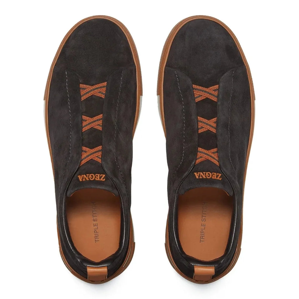 Zegna Triple Stitch™ SECONDSKIN Espadrilles en Laine Noir/Marron
