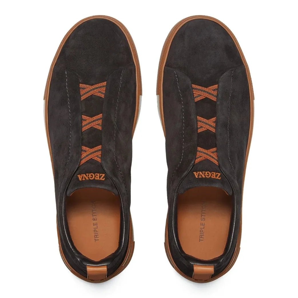 Zegna Triple Stitch™ SECONDSKIN Espadrilles en Laine Noir/Marron