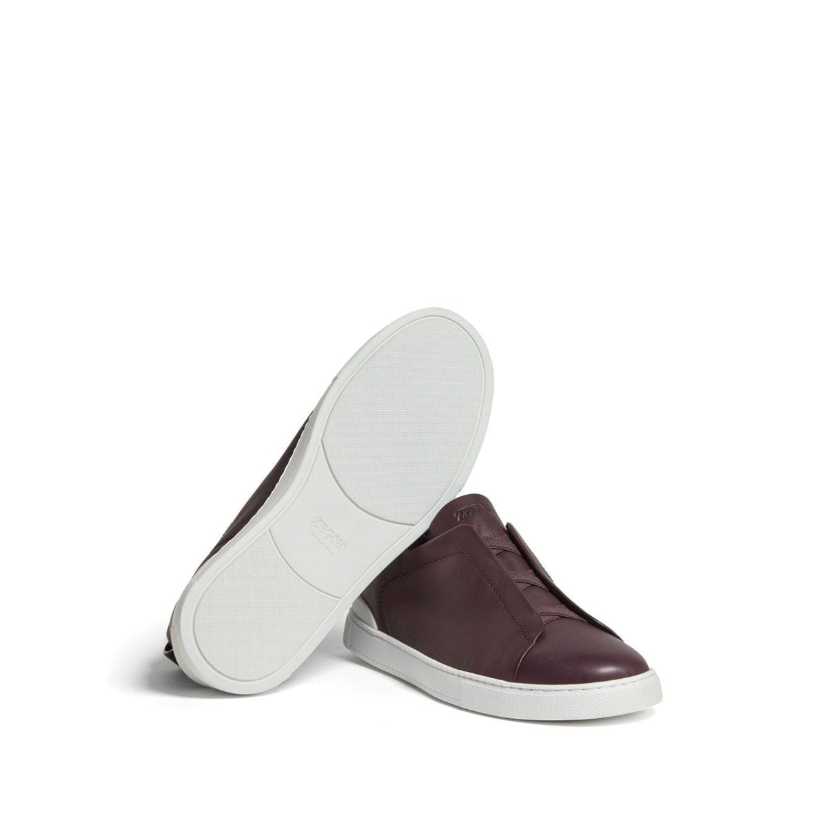 Zegna Triple Stitch Espadrilles en Cuir Violet Foncé