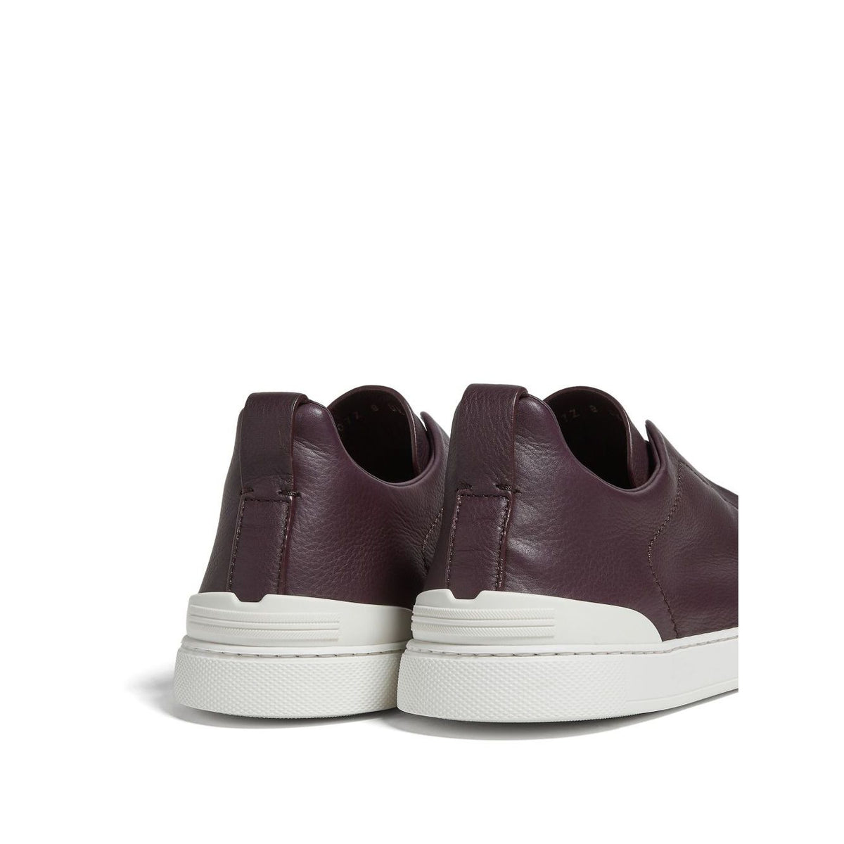 Zegna Triple Stitch Espadrilles en Cuir Violet Foncé