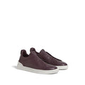 Zegna Triple Stitch Espadrilles en Cuir Violet Foncé