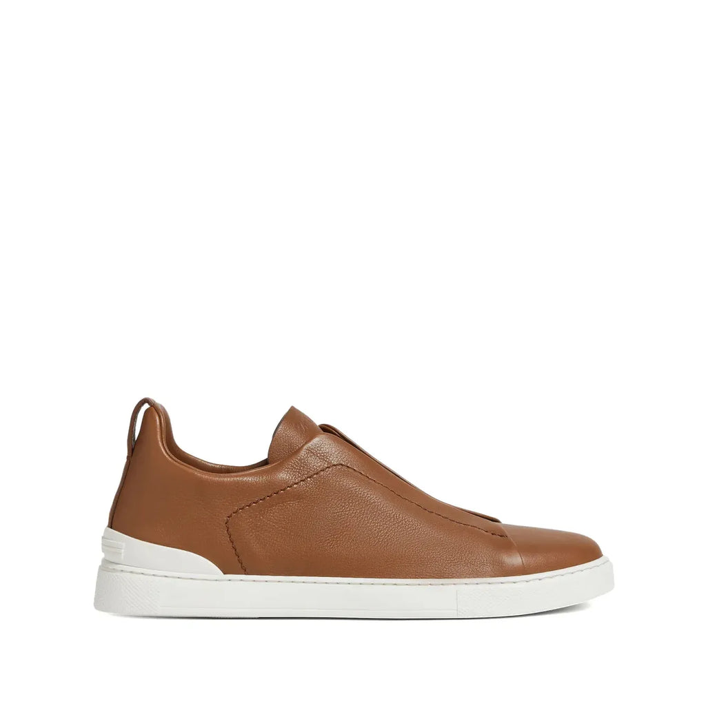 Zegna Triple Stitch SECONDSKIN Espadrilles en Cuir de Veau Foliage Foncé