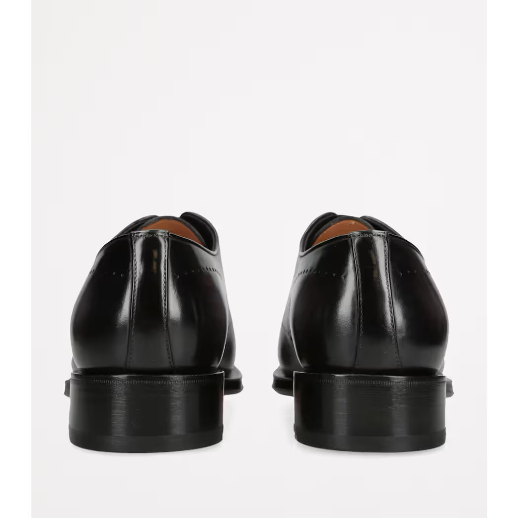 Santoni Wholecut Carter Richelieus en Cuir Lisse Noir