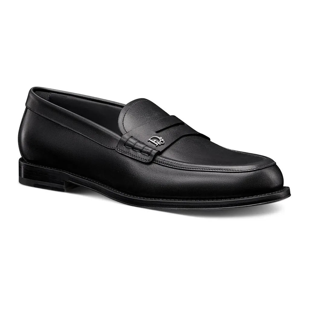 Dior Granville Mocassins en Cuir de Veau Lisse Noir