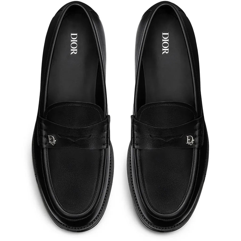 Dior Granville Mocassins en Cuir de Veau Lisse Noir