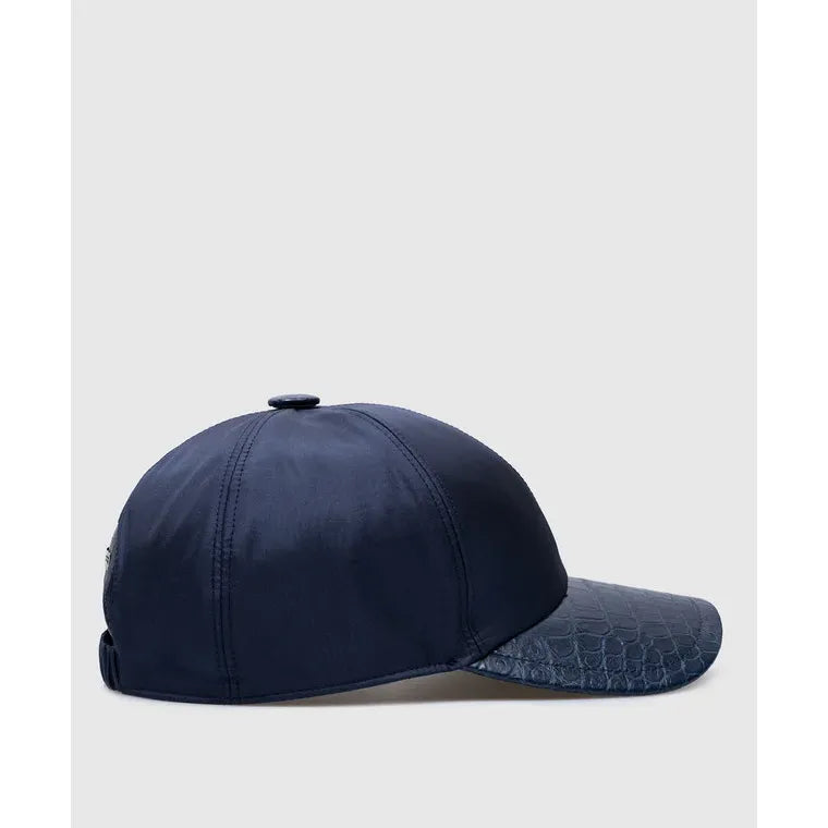 Stefano Ricci Casquette pour Homme Crocodile et Soie Bleu Marine