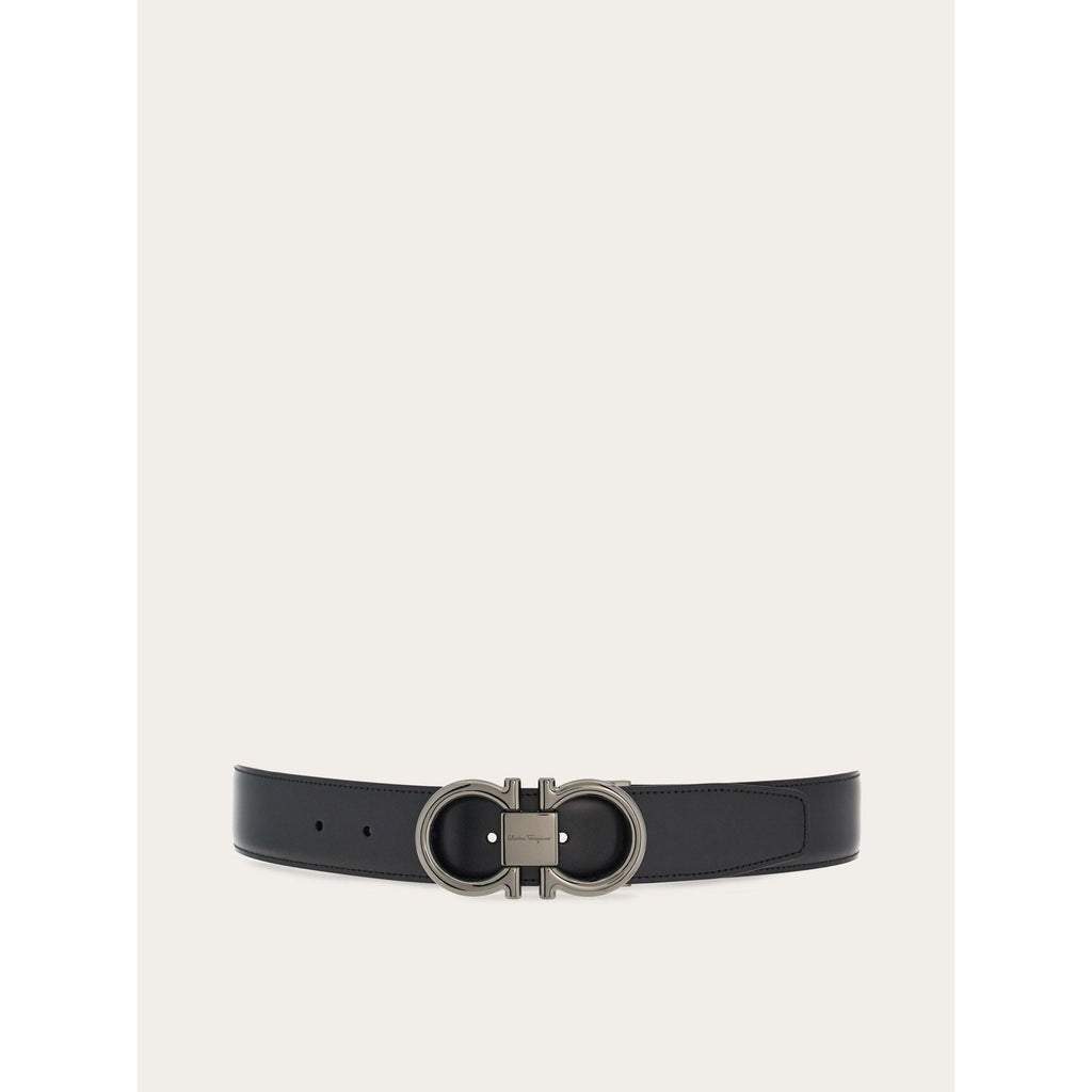 Ferragamo Ceinture en Cuir de Veau Réversible Noir/Hickory