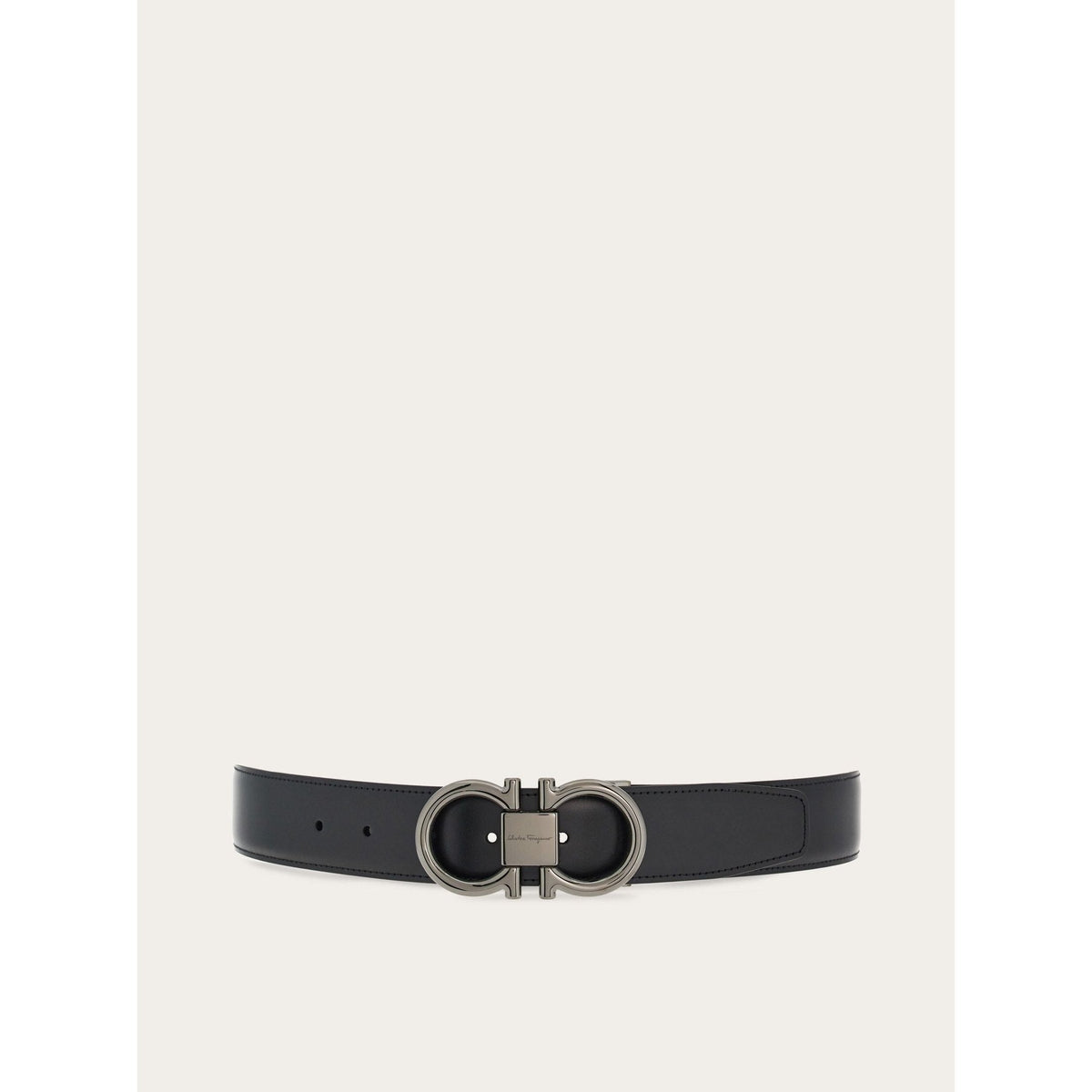Ferragamo Ceinture en Cuir de Veau Réversible Noir/Hickory