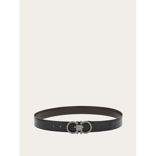Ferragamo Ceinture en Cuir de Veau Réversible Noir/Hickory