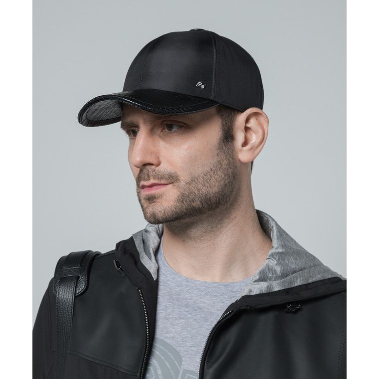 Stefano Ricci Casquette pour Homme Crocodile et Soie Noir
