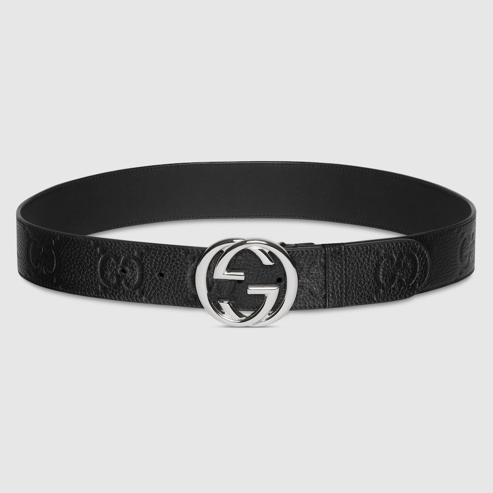Gucci Ceinture Large en Cuir GG Jumbo Noir