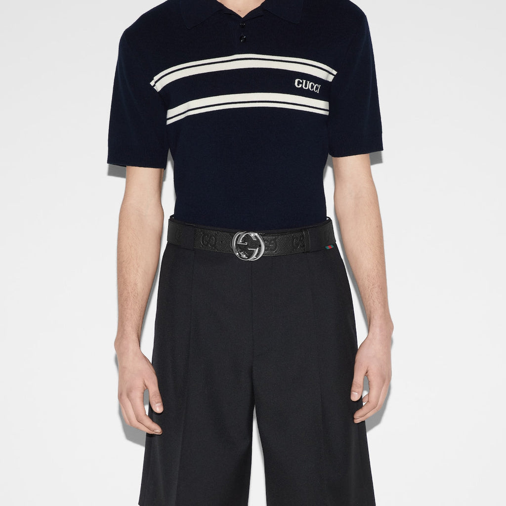 Gucci Ceinture Large en Cuir GG Jumbo Noir