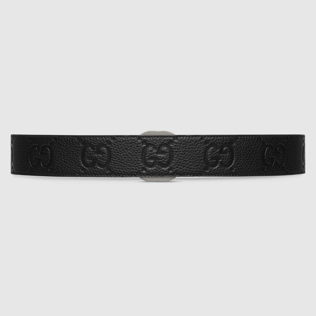 Gucci Ceinture Large en Cuir GG Jumbo Noir