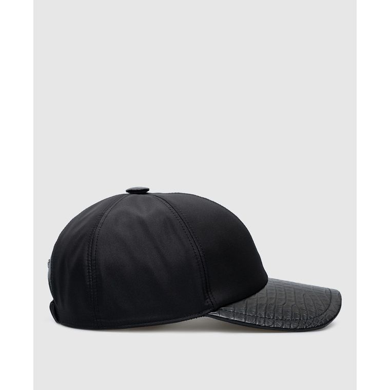 Stefano Ricci Casquette pour Homme Crocodile et Soie Noir