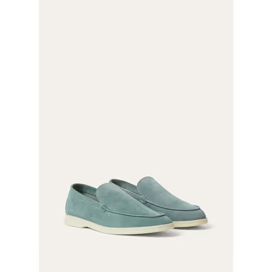 Loro Piana Summer Walk Mocassins en Suédé Bleu Ciel