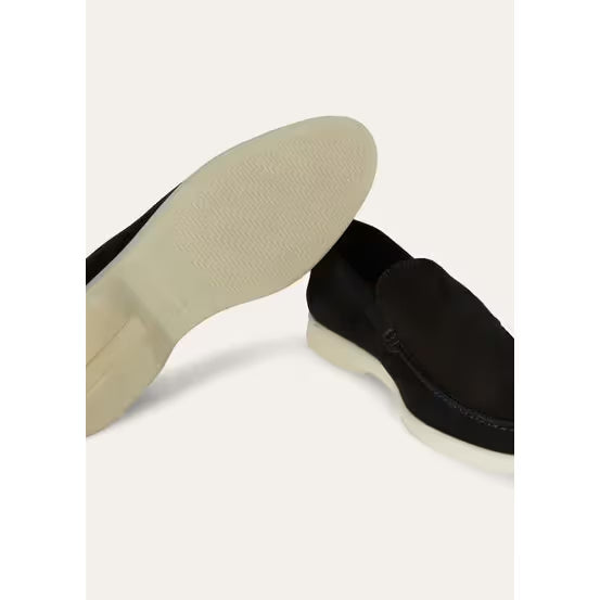 Loro Piana Summer Walk Mocassins en Daim Noir
