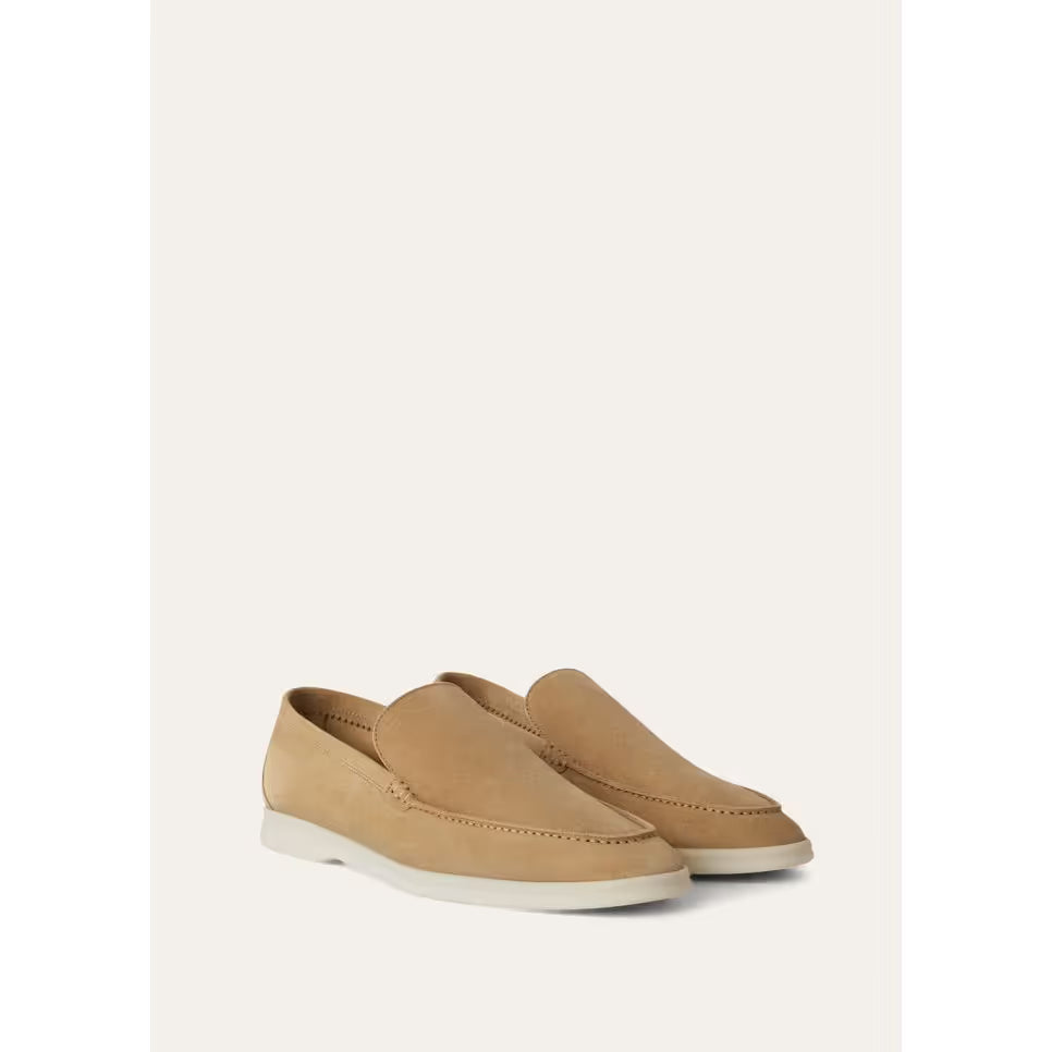 Loro Piana Summer Walk Mocassins en Cuir Suédé Beige