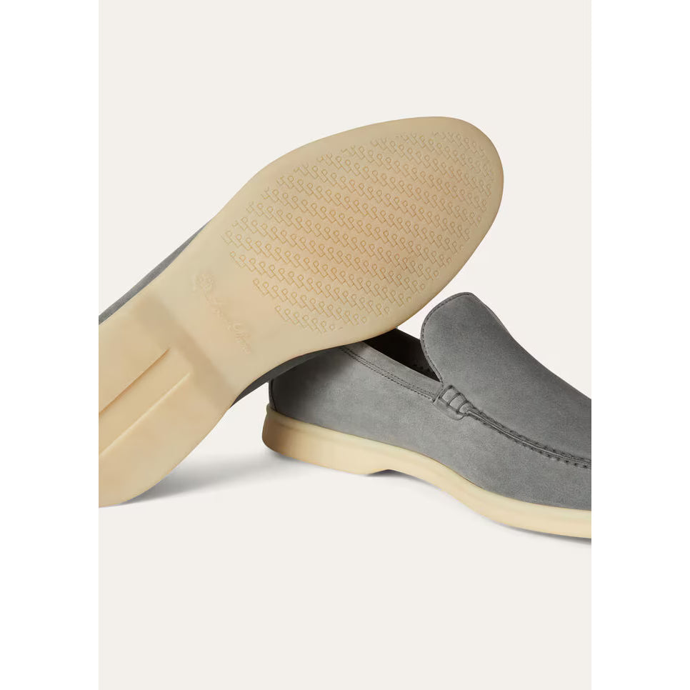 Loro Piana Summer Walk Mocassins en Cuir Suédé Gris