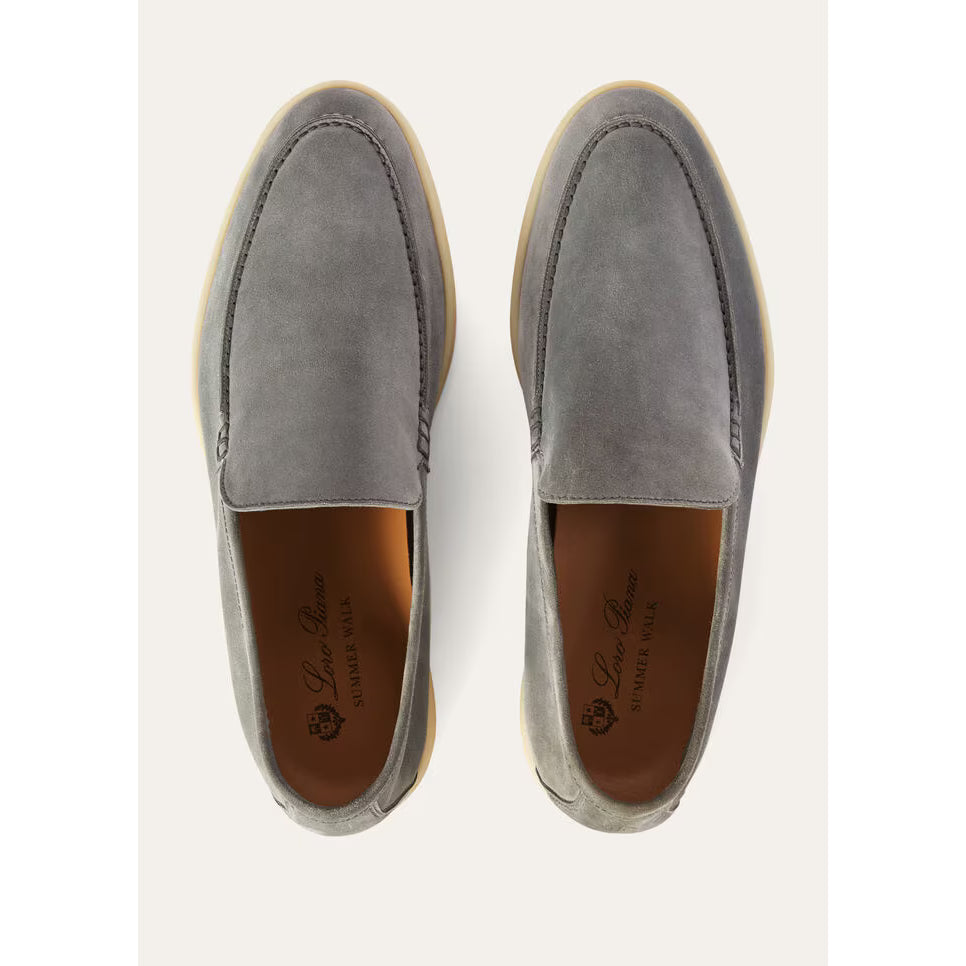 Loro Piana Summer Walk Mocassins en Cuir Suédé Gris