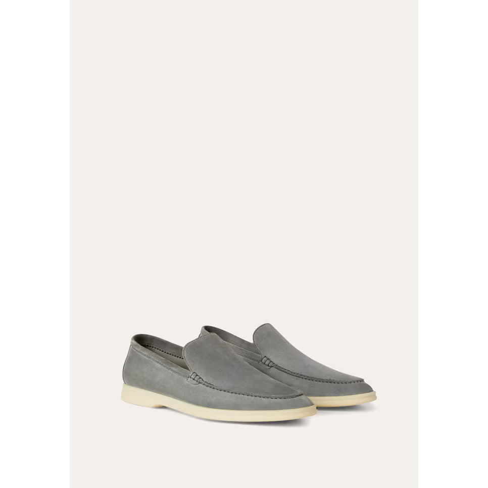 Loro Piana Summer Walk Mocassins en Cuir Suédé Gris