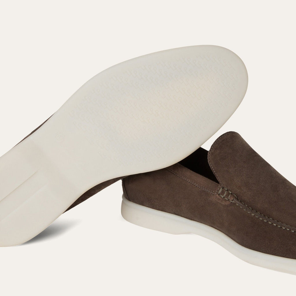 Loro Piana Summer Walk Mocassins en Cuir Suédé Marron