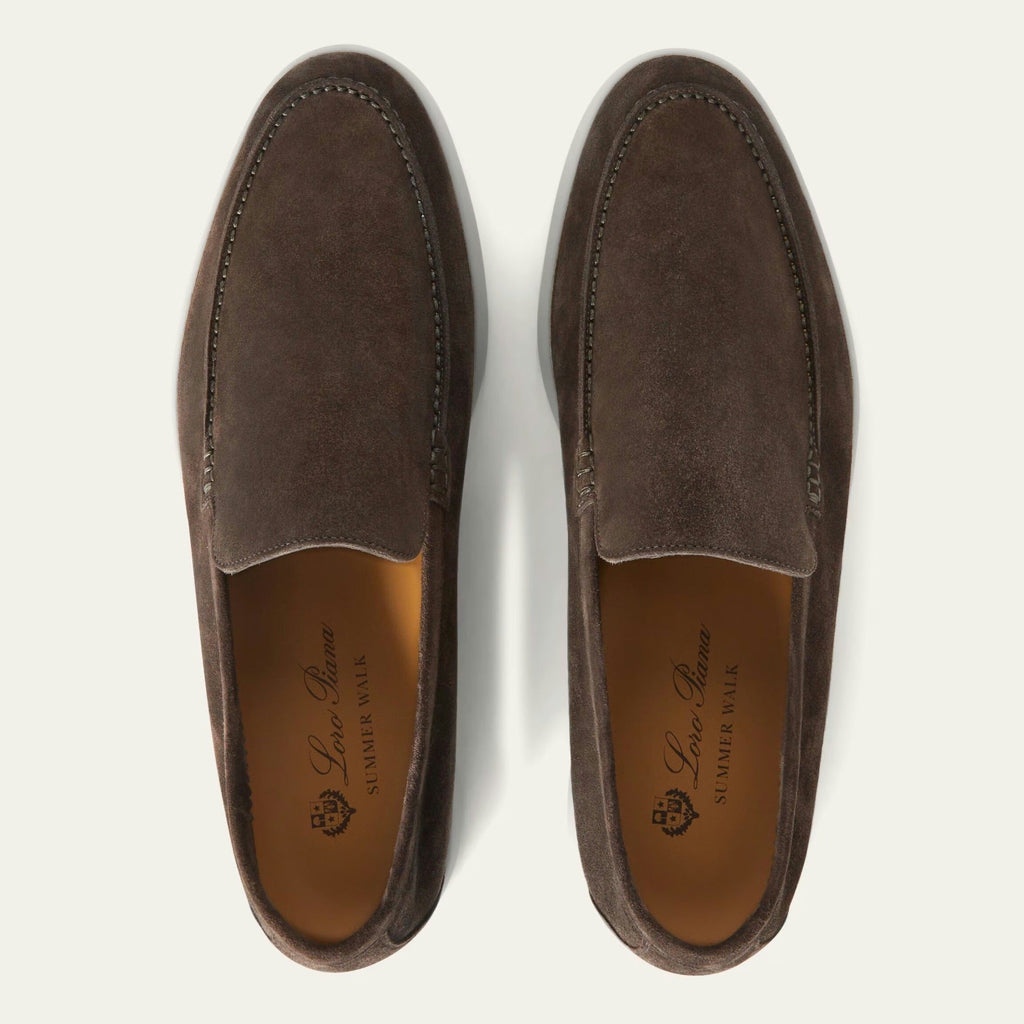 Loro Piana Summer Walk Mocassins en Cuir Suédé Marron