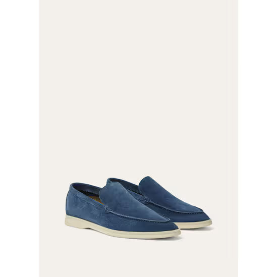 Loro Piana Summer Walk Mocassins en Daim Bleu Marine