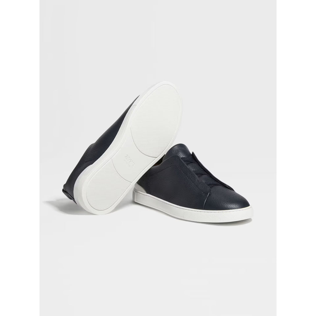 Zegna Triple Stitch™ SECONDSKIN Espadrilles en Cuir de Cerf Bleu Marine