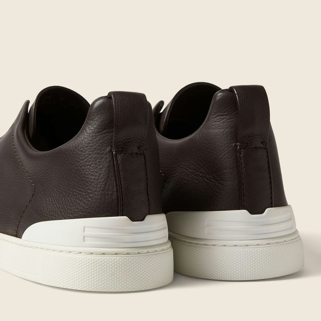 Zegna Triple Stitch SECONDSKIN Espadrilles en Cuir Marron Foncé