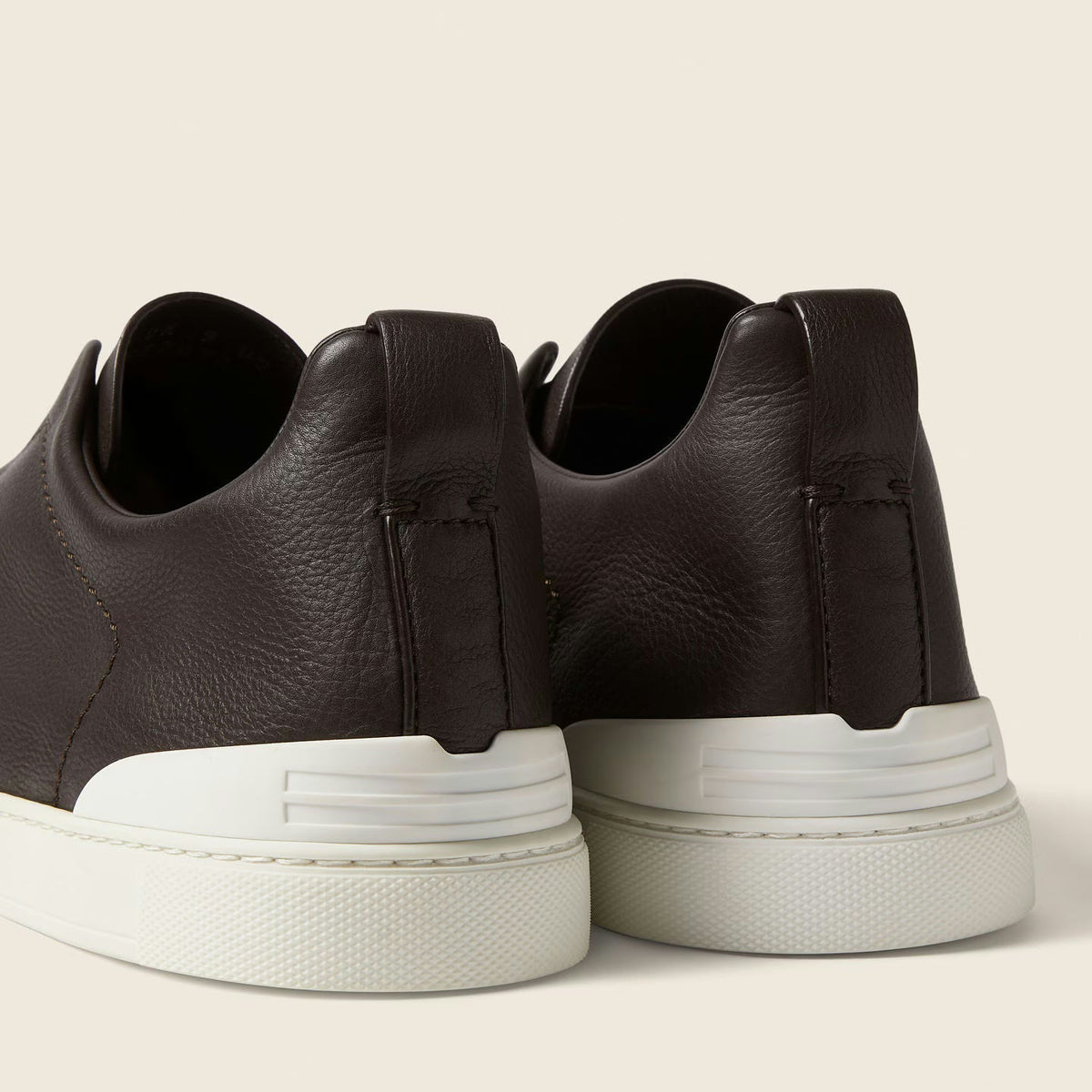Zegna Triple Stitch SECONDSKIN Espadrilles en Cuir Marron Foncé