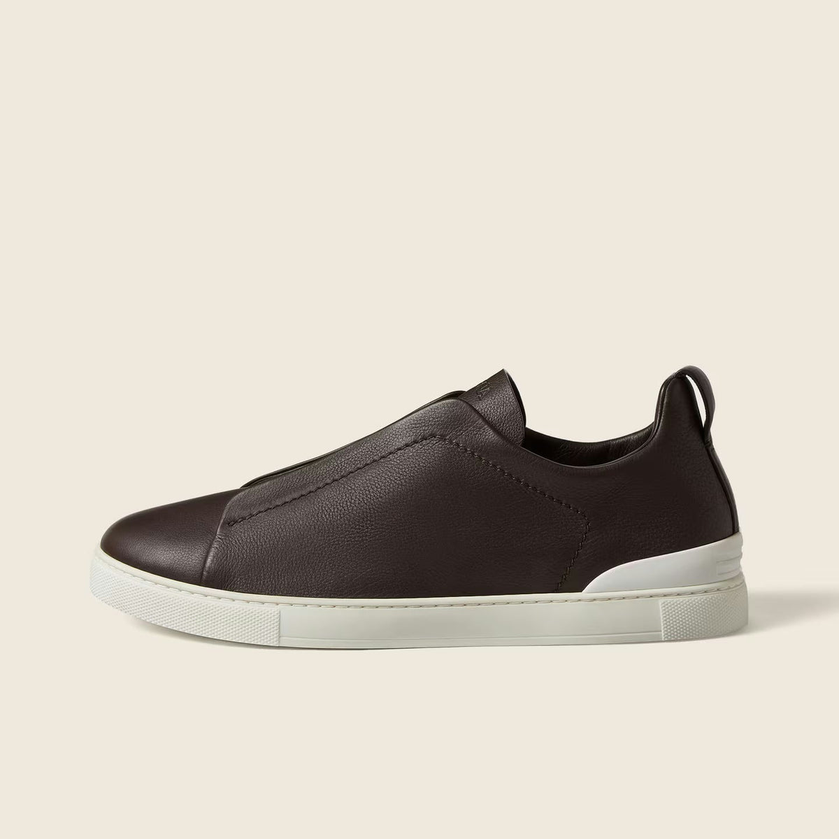 Zegna Triple Stitch SECONDSKIN Espadrilles en Cuir Marron Foncé