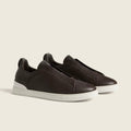 Zegna Triple Stitch SECONDSKIN Espadrilles en Cuir Marron Foncé