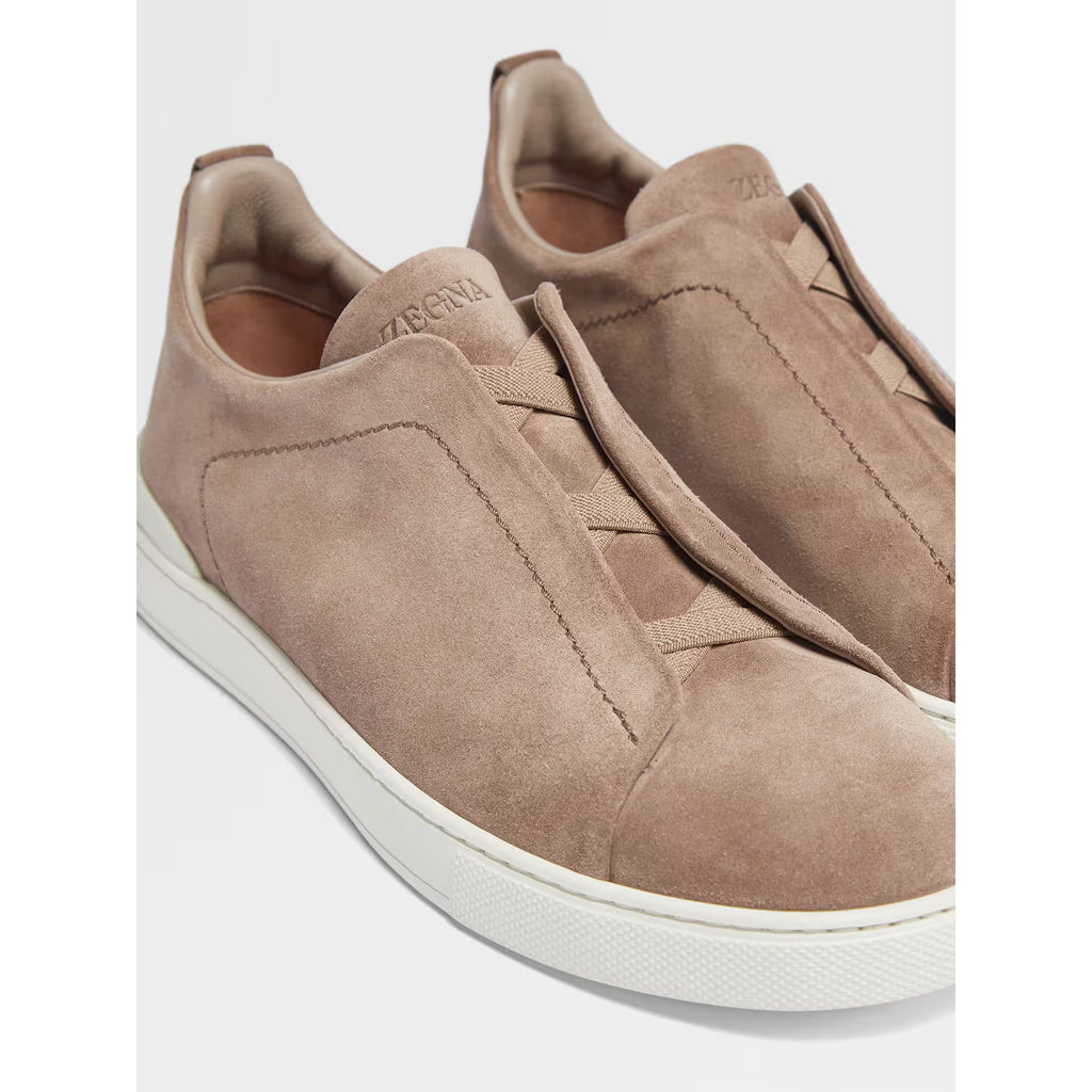 Zegna Triple Stitch™ Espadrilles en Veau Velours Beige Foncé