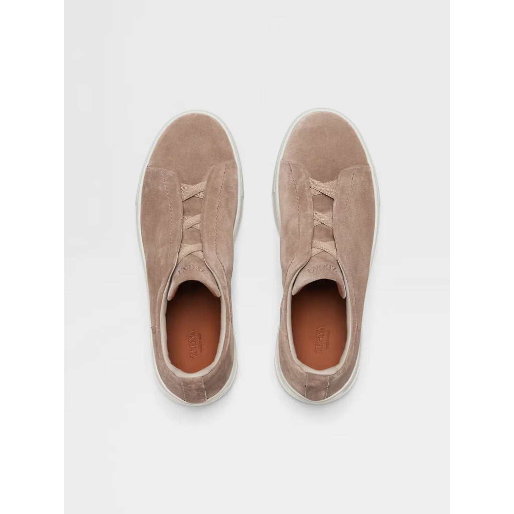 Zegna Triple Stitch™ Espadrilles en Veau Velours Beige Foncé