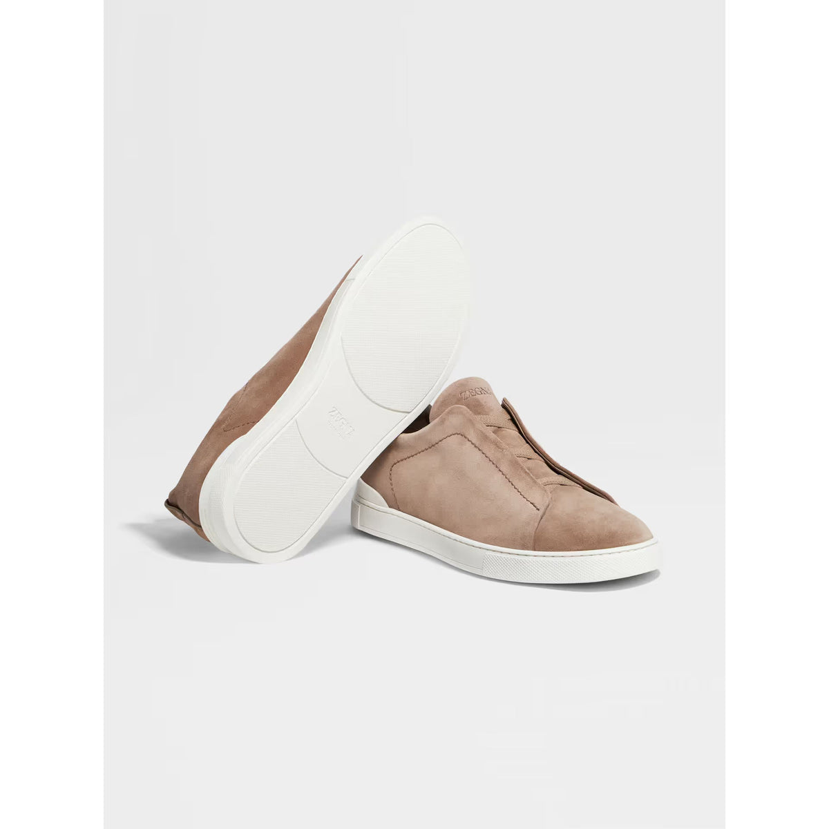 Zegna Triple Stitch™ Espadrilles en Veau Velours Beige Foncé
