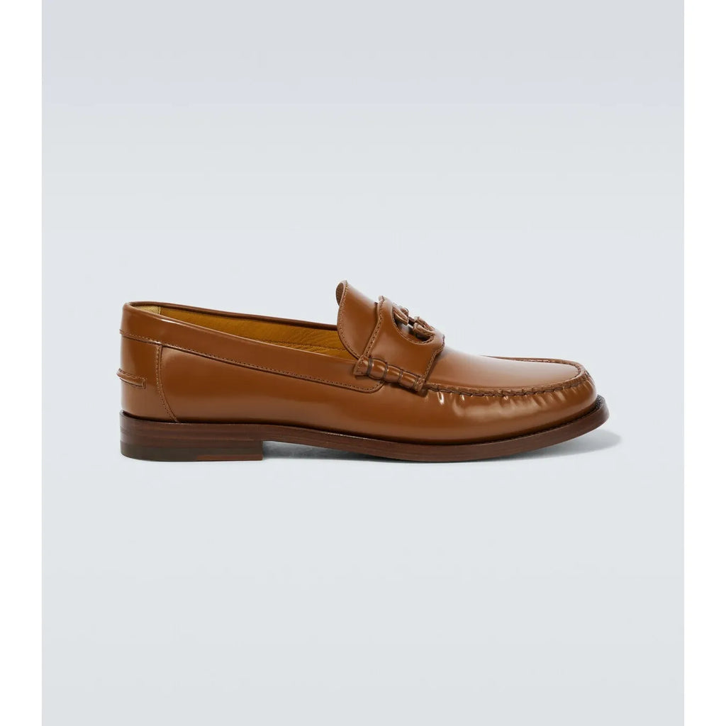 Gucci Interlocking G Mocassins en Cuir Marron
