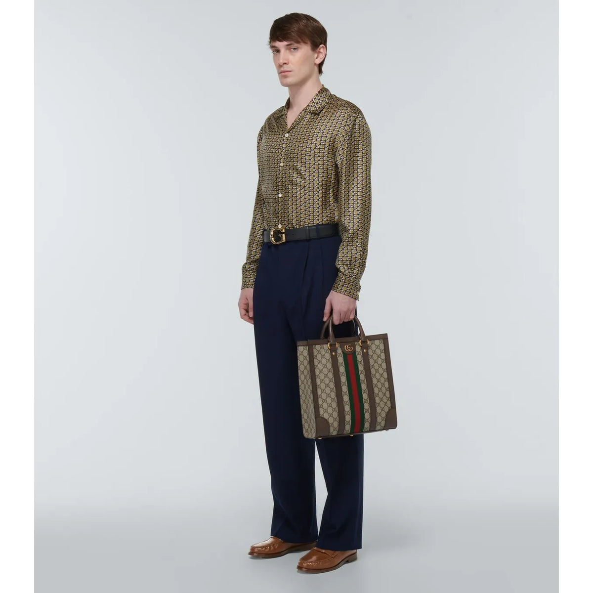 Gucci Interlocking G Mocassins en Cuir Marron