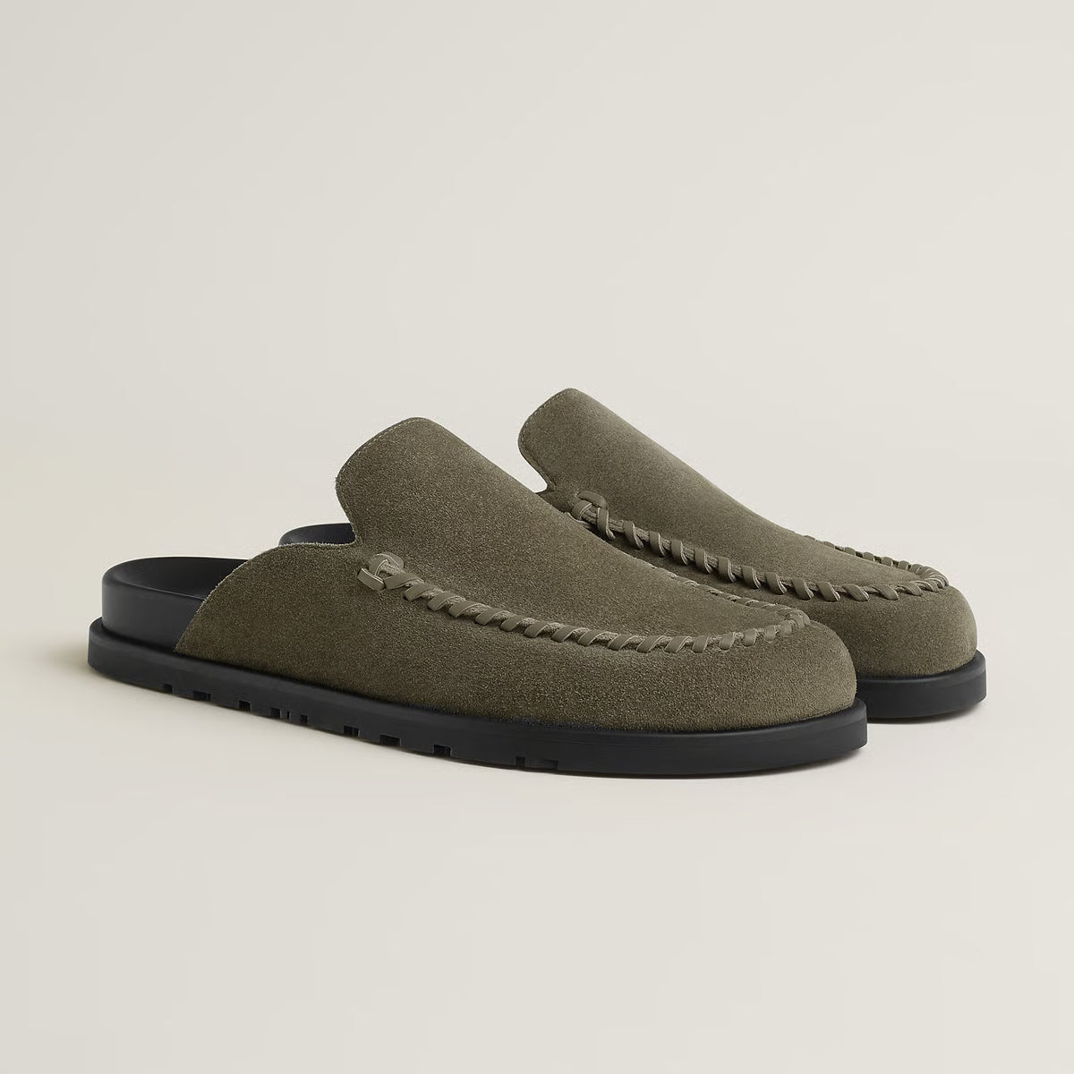 Hermès Johan Mules en Cuir Étoupe