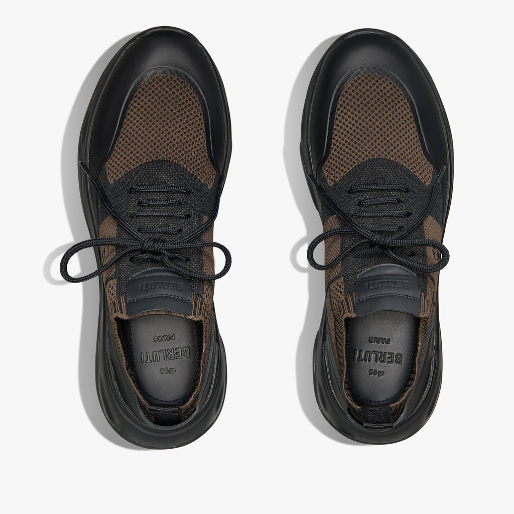 Berluti Shadow Espadrilles en Maille et Cuir Marron et Noir