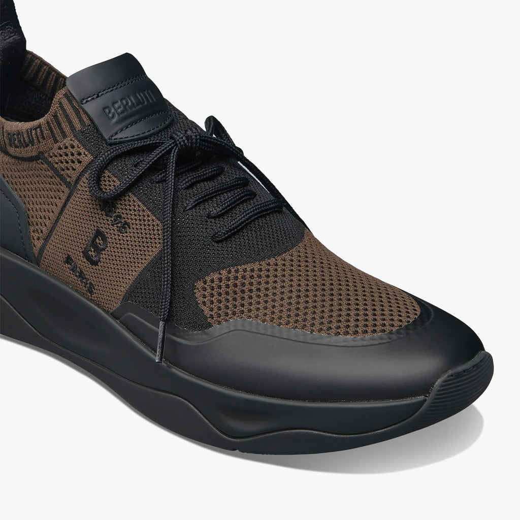 Berluti Shadow Espadrilles en Maille et Cuir Marron et Noir