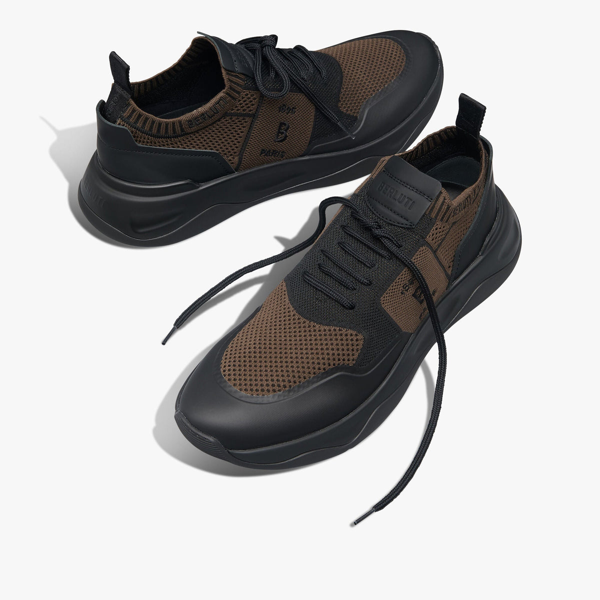Berluti Shadow Espadrilles en Maille et Cuir Marron et Noir