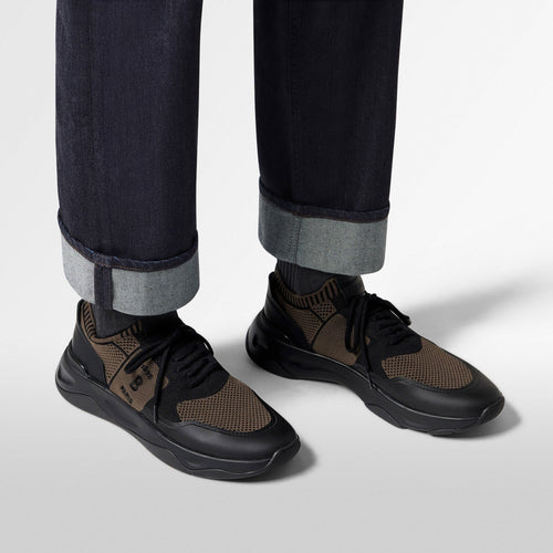 Berluti Shadow Espadrilles en Maille et Cuir Marron et Noir