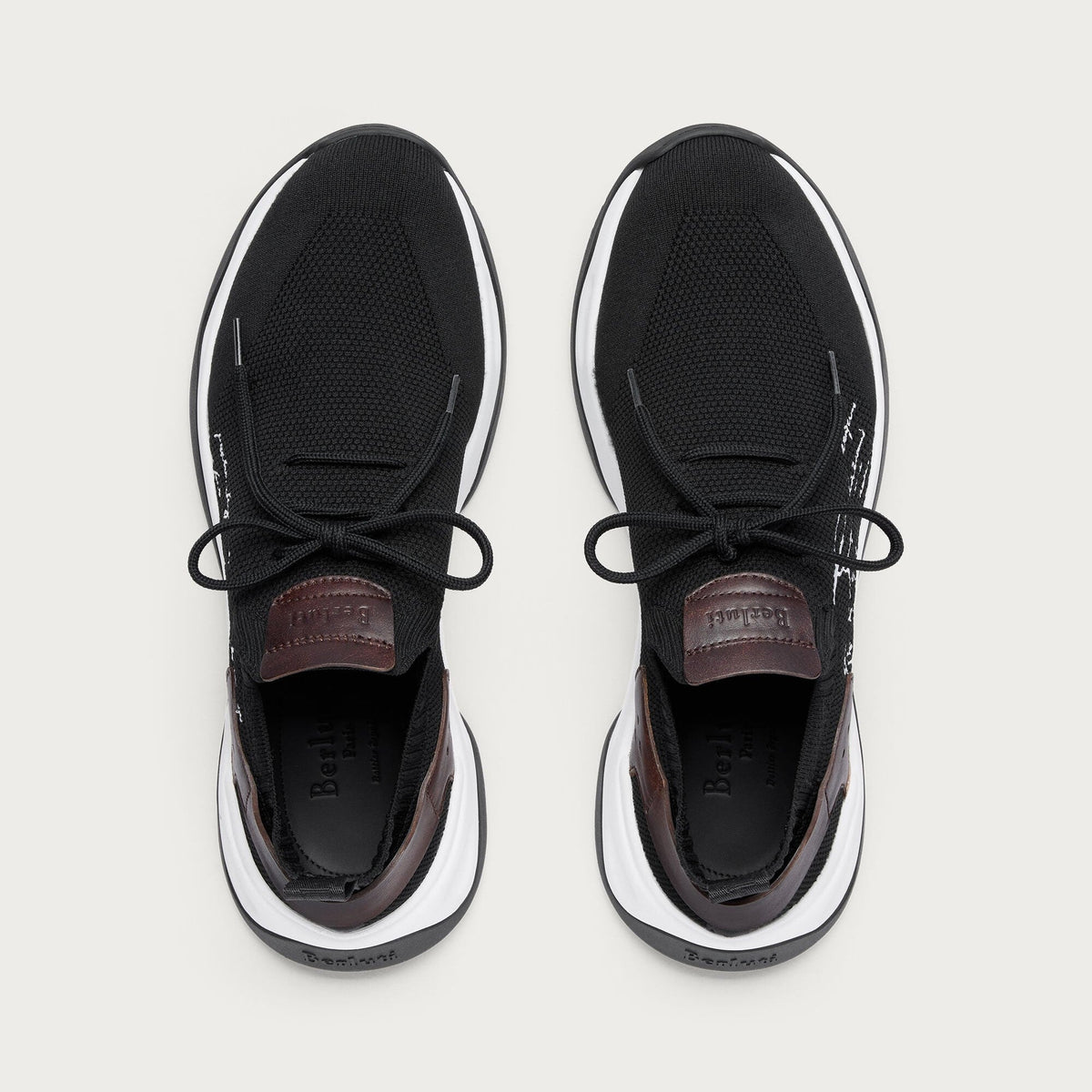 Berluti Shadow Sneakers en Maille et Cuir Noir