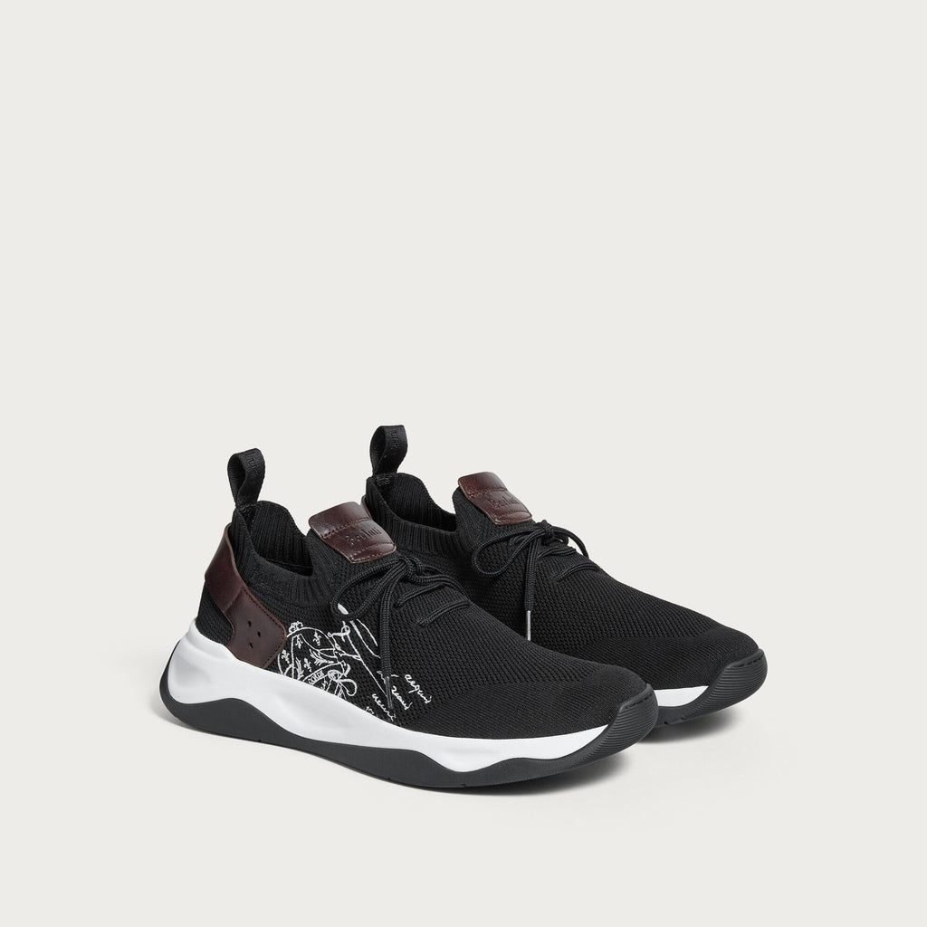 Berluti Shadow Sneakers en Maille et Cuir Noir