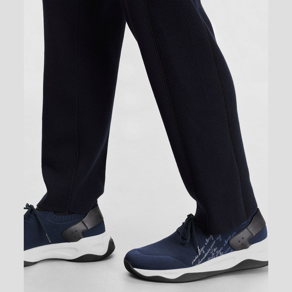 Berluti Shadow Sneakers en Maille et Cuir Bleu Nuit