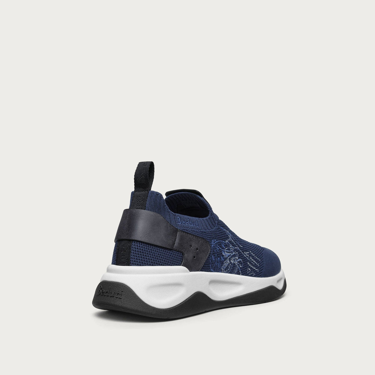 Berluti Shadow Sneakers en Maille et Cuir Bleu Nuit